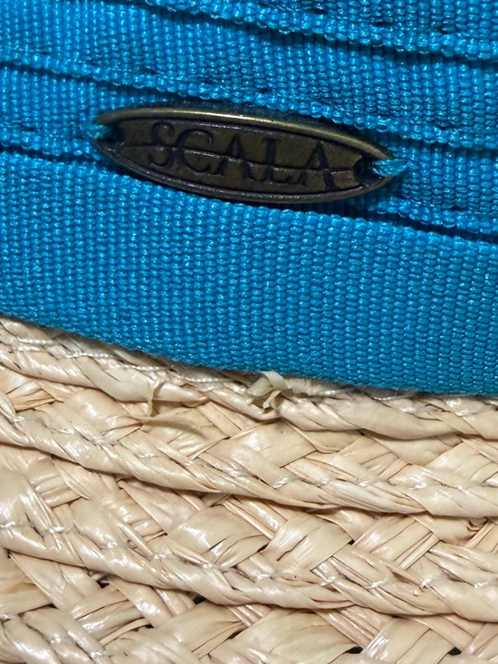 Scala Two-Tone Turquoise & Natural Straw Wide-Brim Sun Hat With Ribbon Accent main image 8